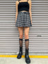 フェイクレザーベルト付プリーツスカート